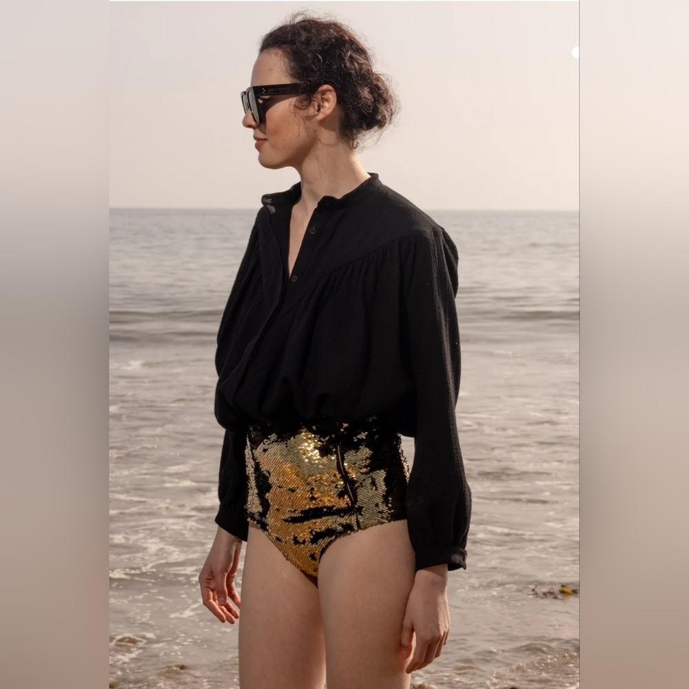 NWOT Heidi Merrick Neptune Bottom - Black & Gold